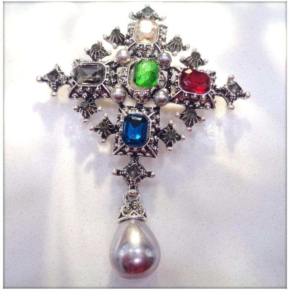 MULTI COLOR GEMSTONE HIGH GRADE HAND MADE BROOCH